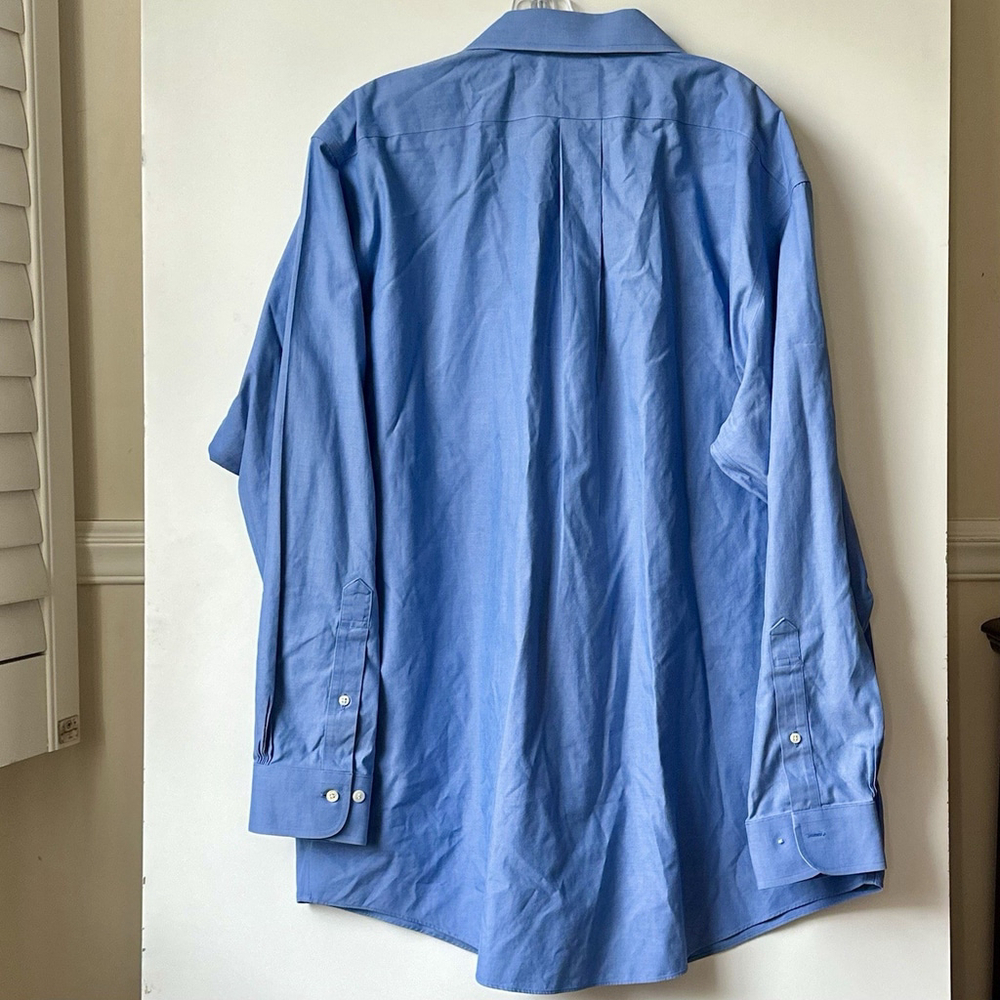 Brooks Brothers Dress Shirt Mens 17 4/5 Blue Button Up Non Iron Career Work - Picture 2 of 4